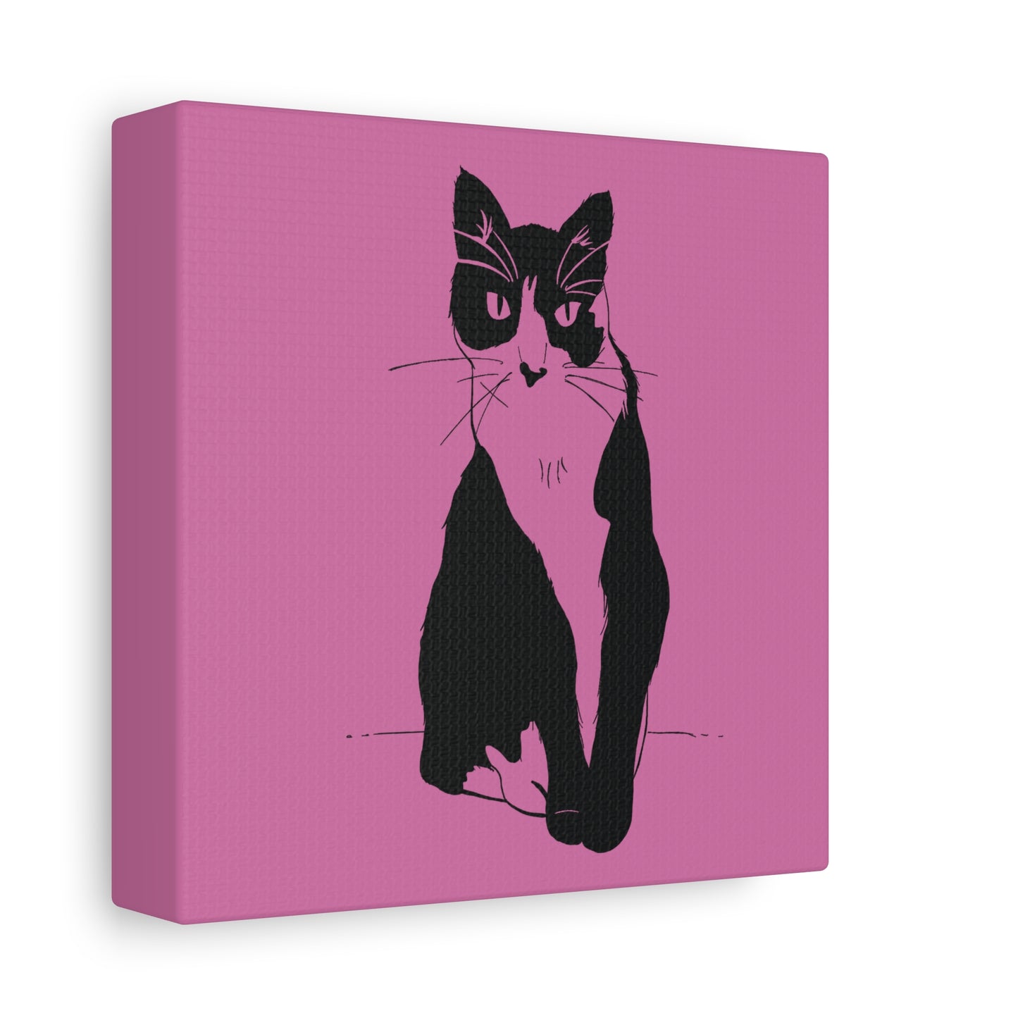 Cat Canvas Print on Pink (Transparent Style Cat) - Cat Drawing Art