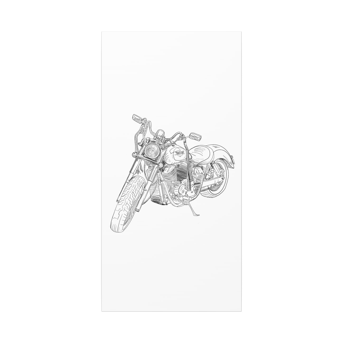 Ride Me Harley Motorcycle Sketch Canvas Print - Black Ink on White Background
