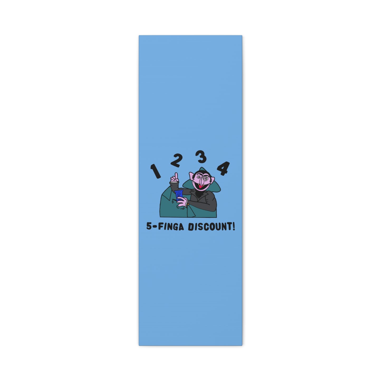 Five Finger Discount Canvas Print Light Blue - Sesame Street The Count Parody Art Print