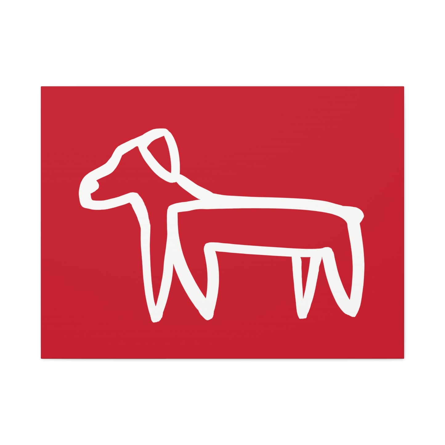Dog Canvas Print on Red (Transparent Style White Dog) - Dog Art Print