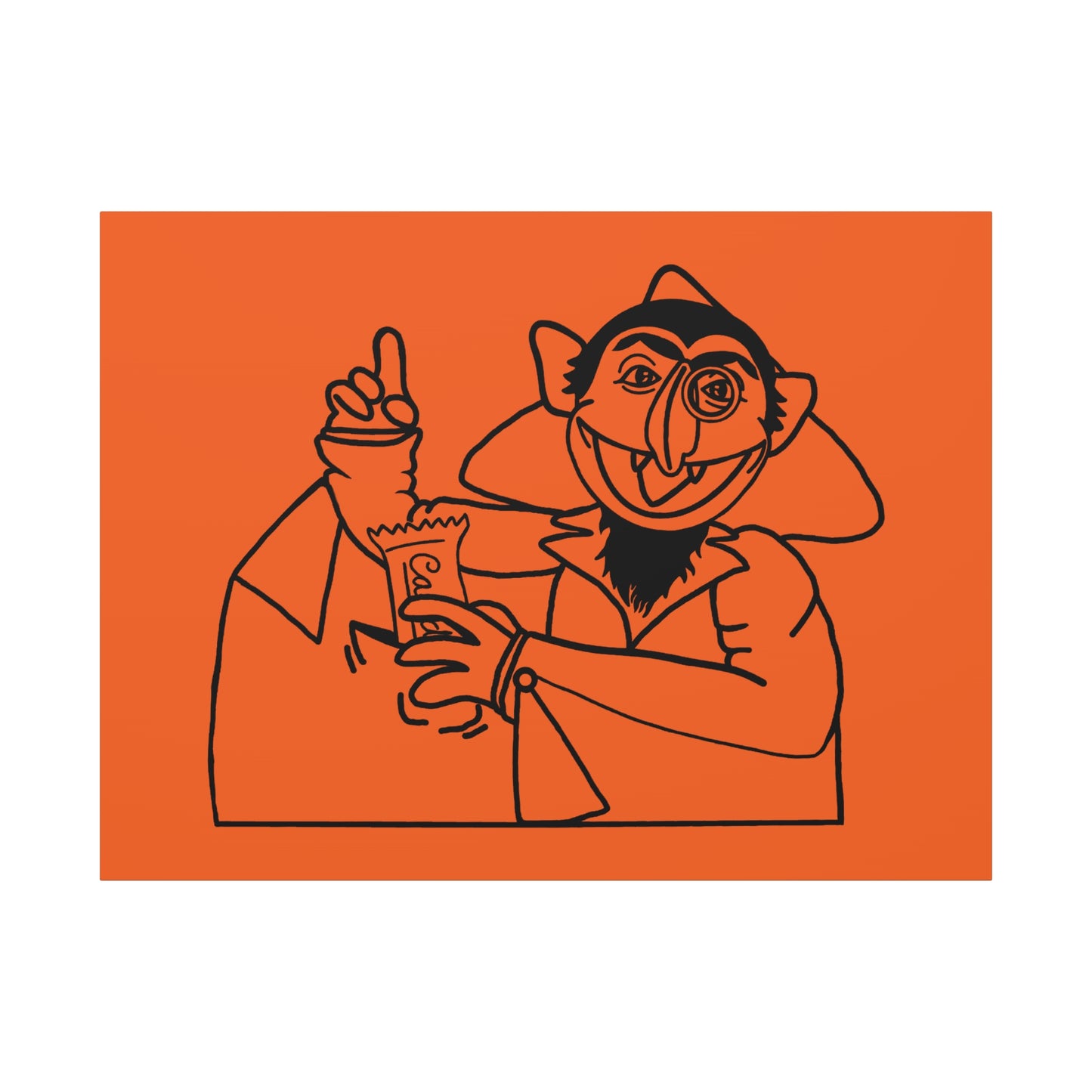 The Count Stealing Candy Outline Canvas Print Orange - Sesame Street The Count Parody Art Print