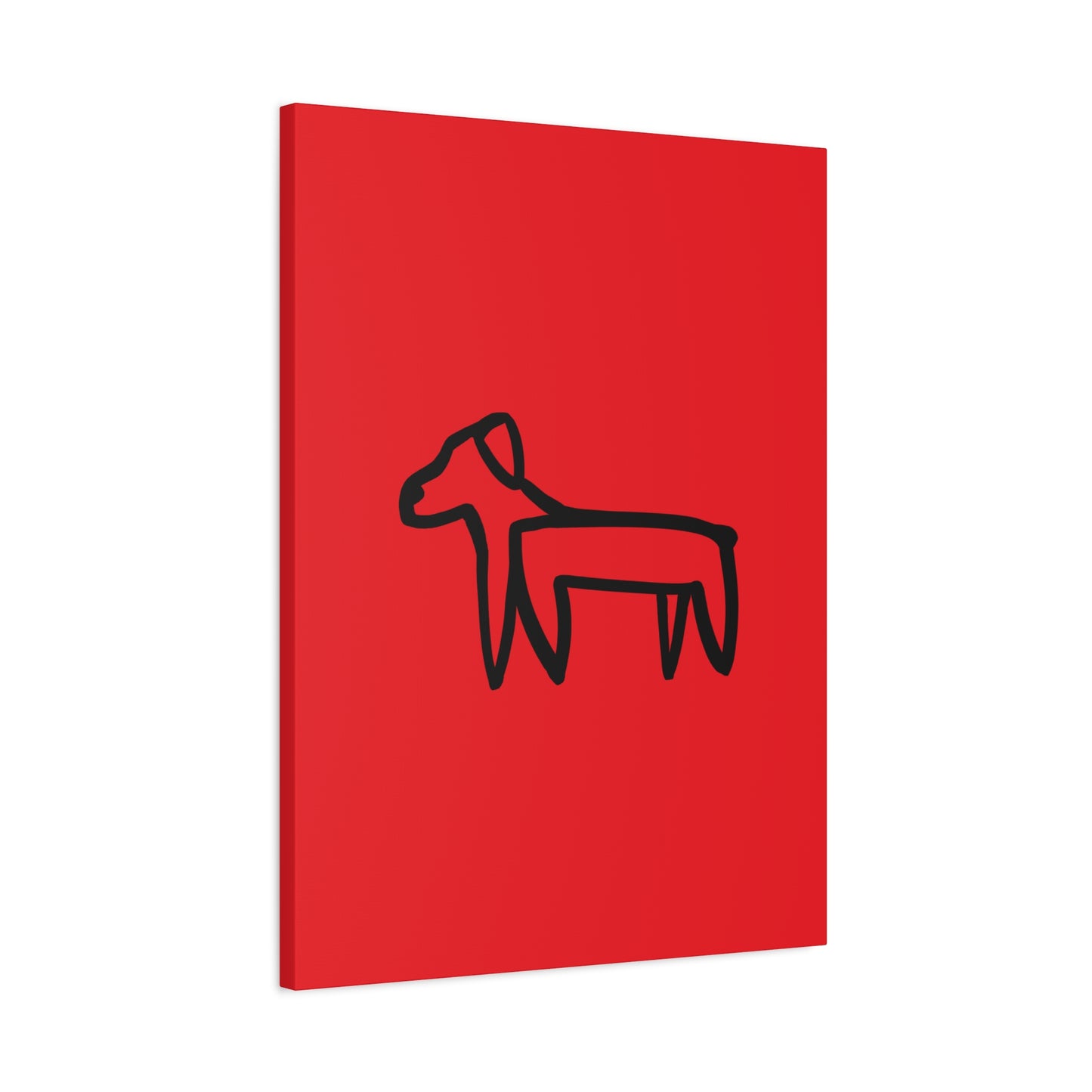 Dog Canvas Print on Red (Transparent Style Black Dog) - Dog Drawing Canvas