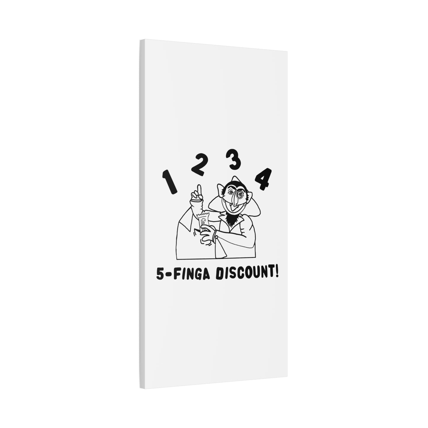 Five Finger Discount Outline Canvas Print White - Sesame Street The Count Parody Art Print