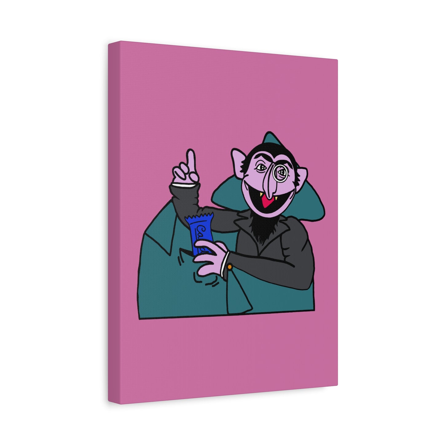 The Count Stealing Candy Canvas Print Light Pink - Sesame Street The Count Parody Art