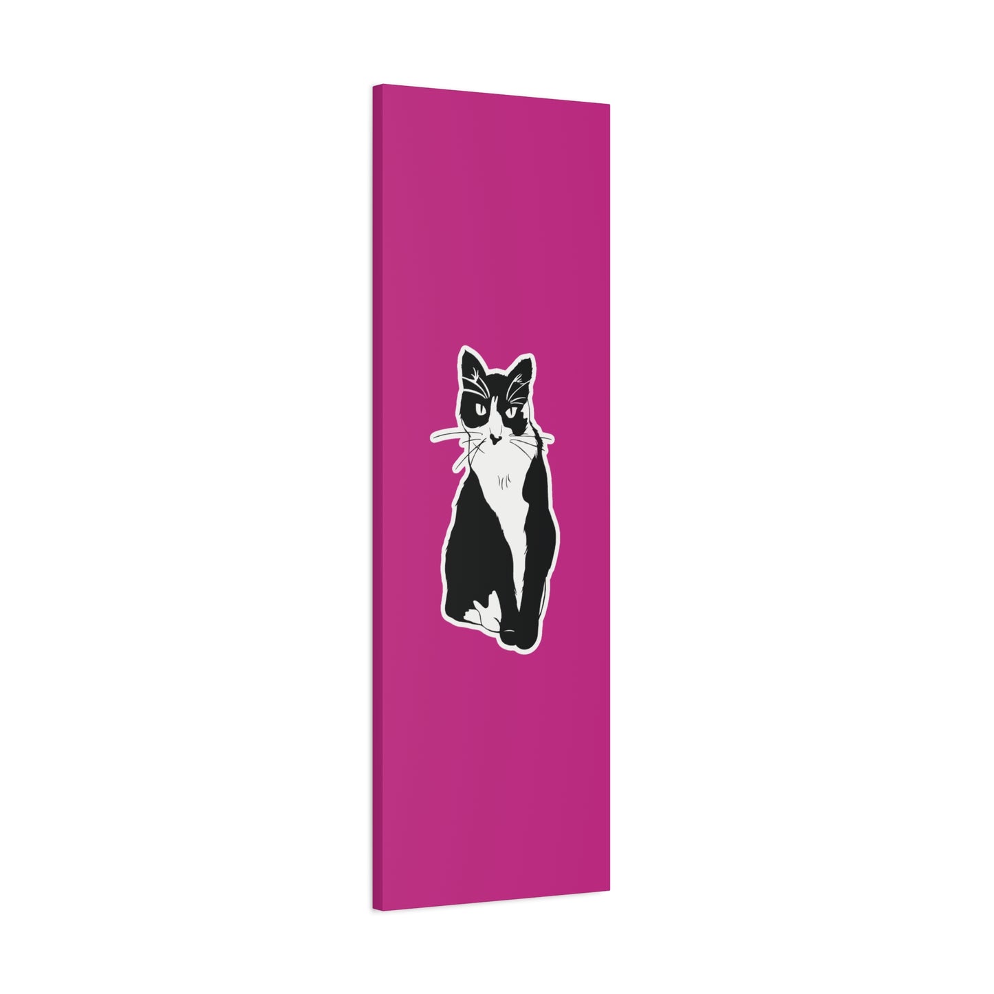 Cat Canvas on Pink (Sticker Style Cat) - Cat Drawing Art