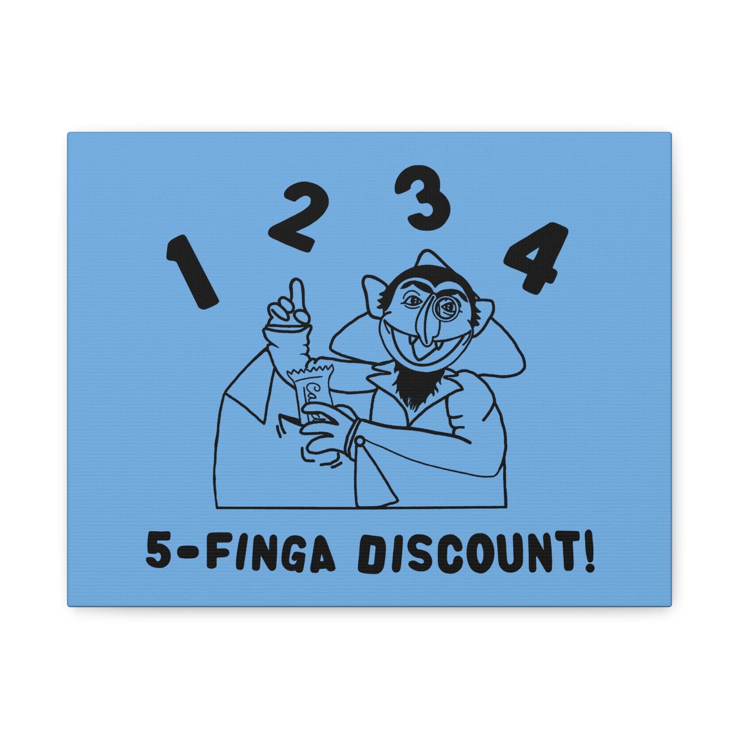 Five Finger Discount Outline Canvas Print Light Blue - Sesame Street The Count Parody Art Print