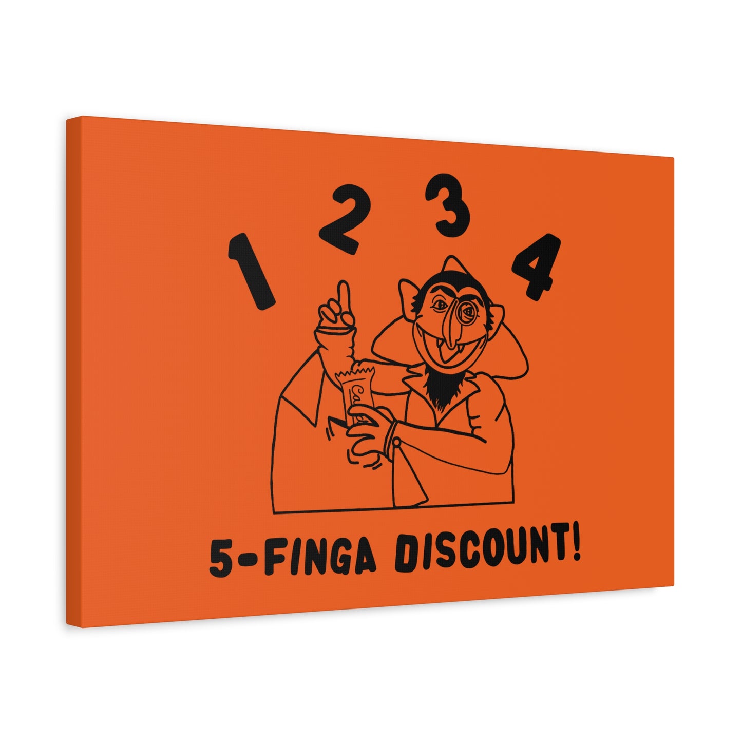 Five Finger Discount Outline Canvas Print Orange - Sesame Street The Count Parody Art Print