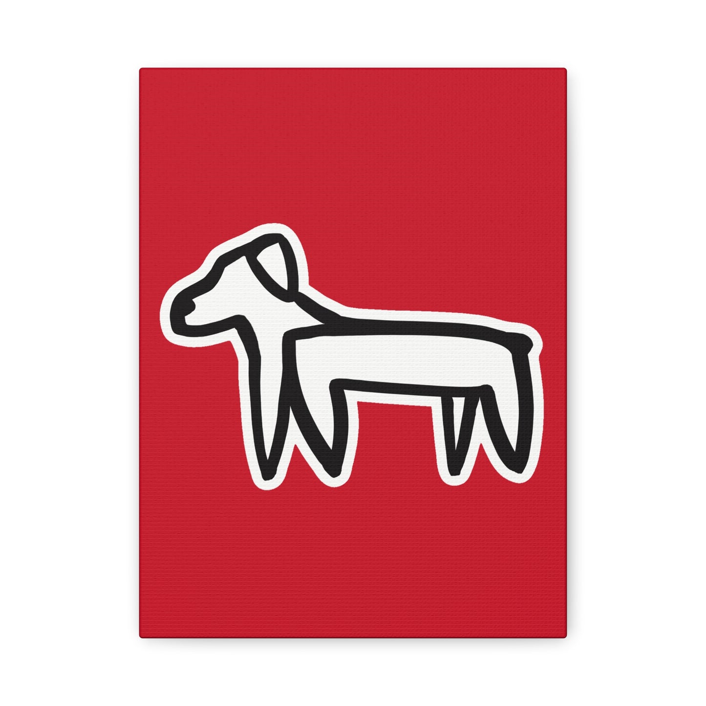 Dog Canvas Print on Red (Sticker Style White Dog) - Dog Art Print