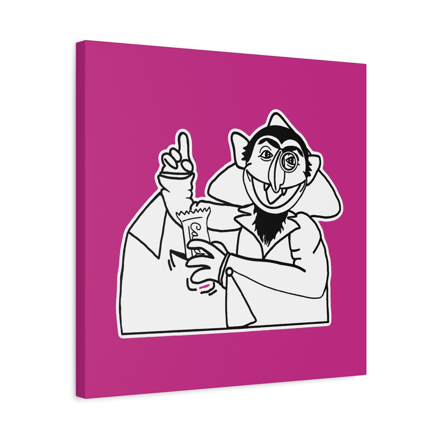 The Count Stealing Candy Outline Canvas Print Pink - Sesame Street The Count Parody Art