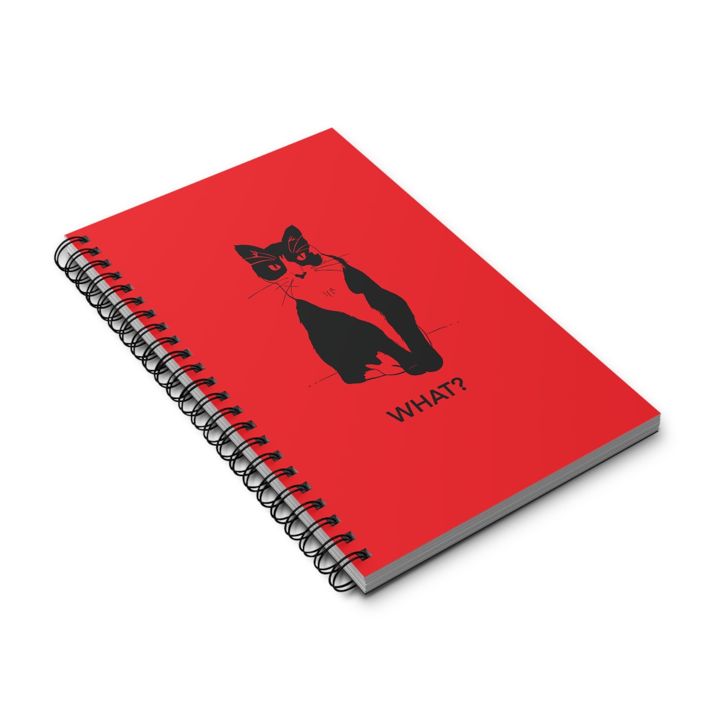 Cattitude Notebook in Red (Transparent Style Cat) - Cat Spiral Notebook