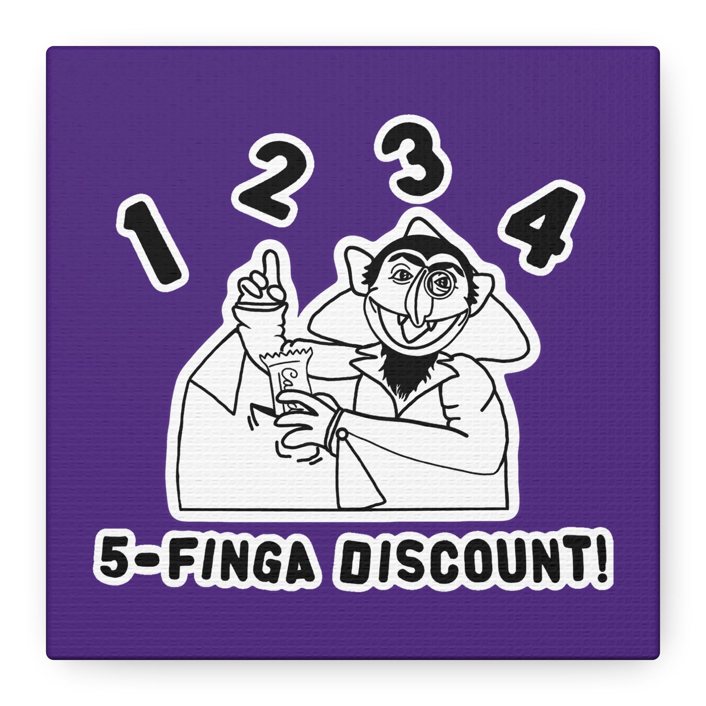Five Finger Discount Outline Canvas Print Purple - Sesame Street The Count Parody Art Print