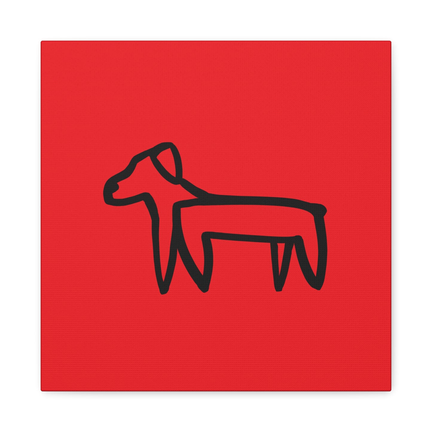 Dog Canvas Print on Red (Transparent Style Black Dog) - Dog Drawing Canvas