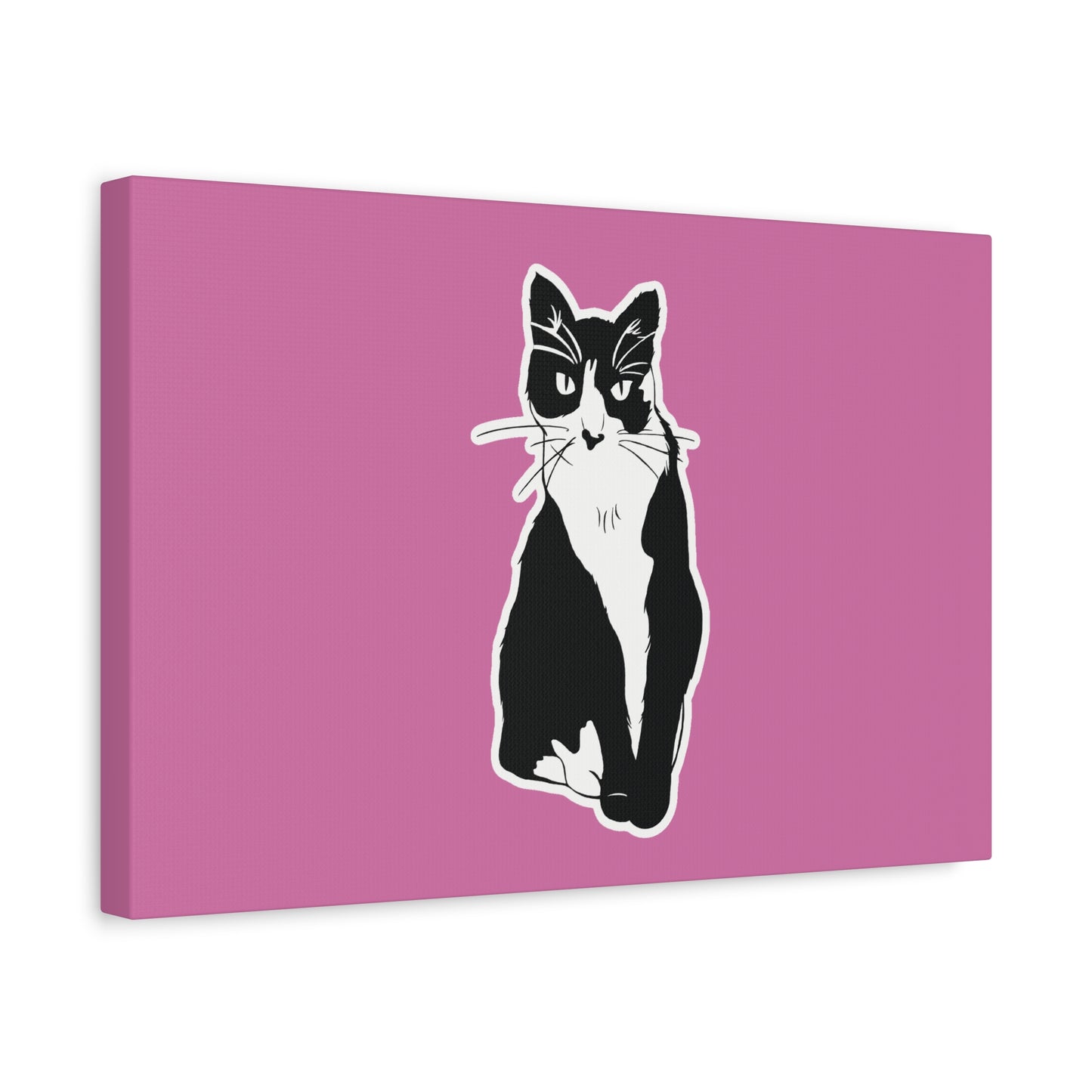 Cat Canvas on Light Pink (Sticker Style Cat) - Cat Drawing Art