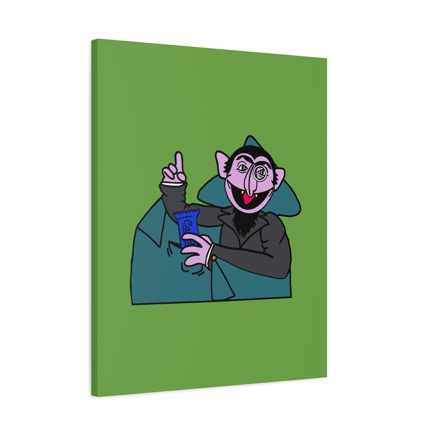 The Count Stealing Candy Canvas Print Green - Sesame Street The Count Parody Art