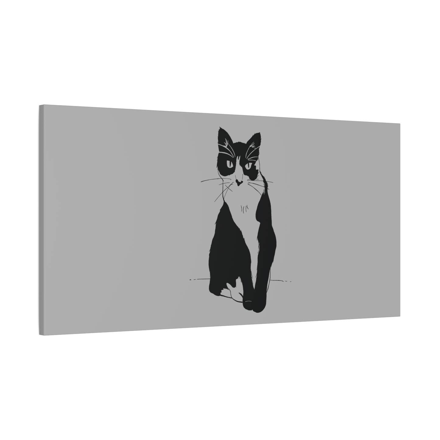 Cat Canvas Print on Grey (Transparent Style Cat) - Cat Drawing Art