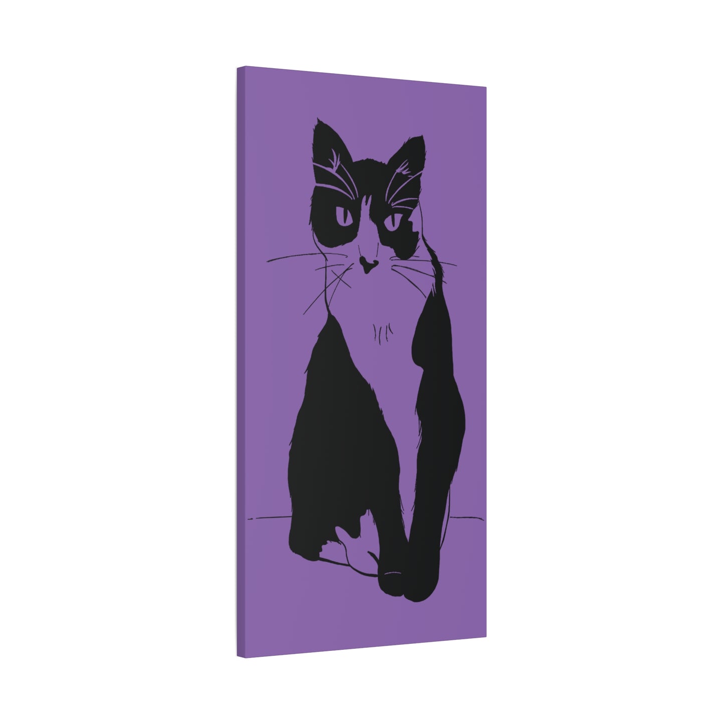 Cat Canvas Print on Purple (Transparent Style Cat) - Cat Drawing Art