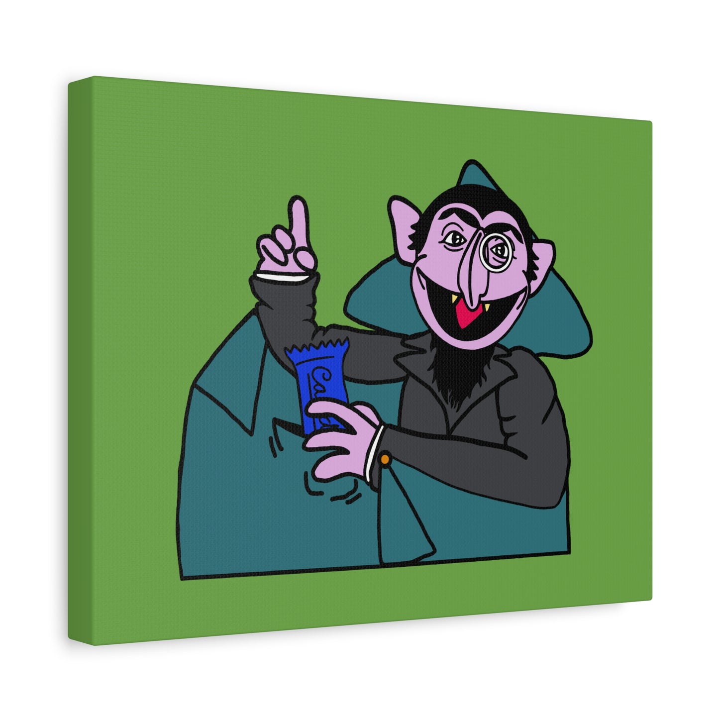 The Count Stealing Candy Canvas Print Green - Sesame Street The Count Parody Art