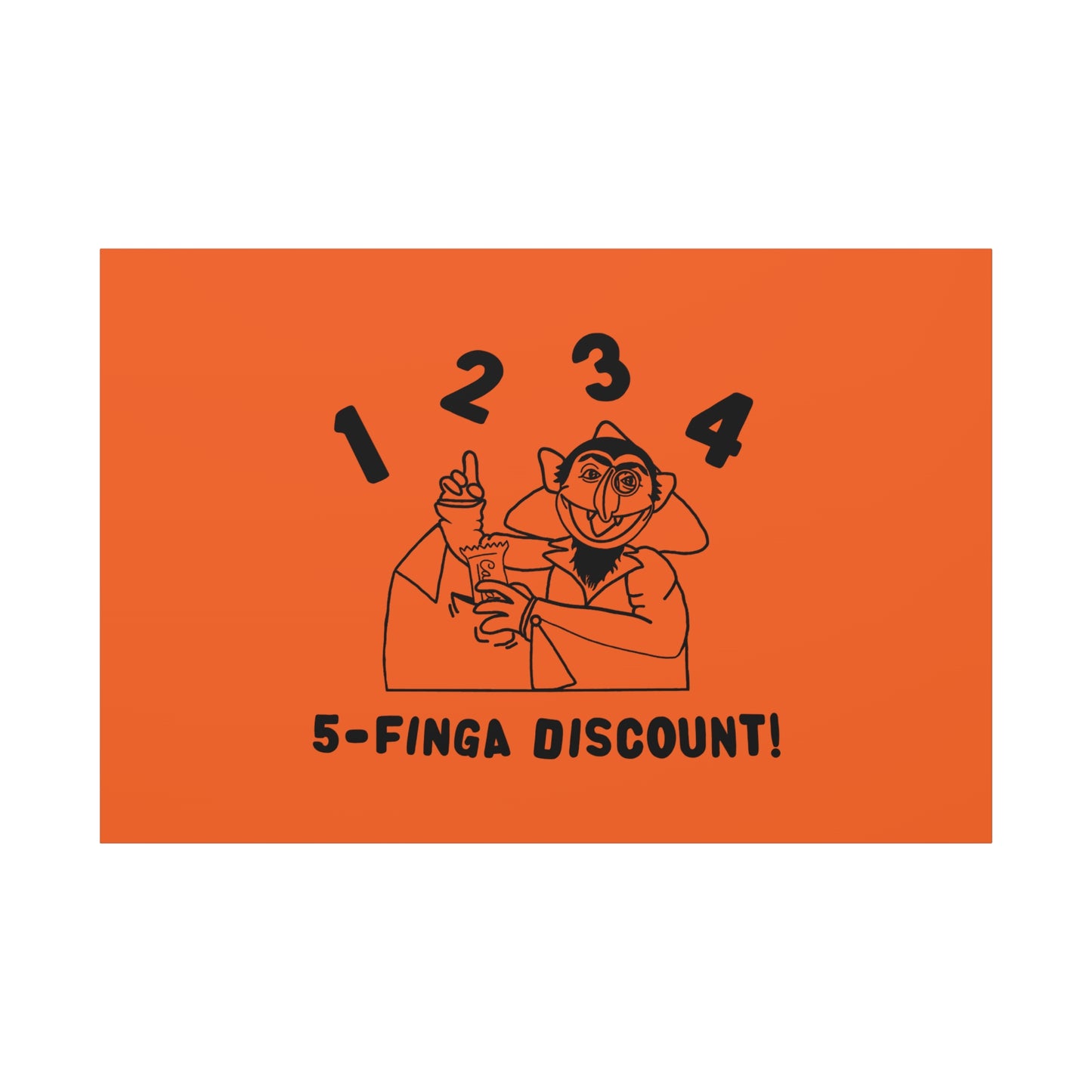 Five Finger Discount Outline Canvas Print Orange - Sesame Street The Count Parody Art Print