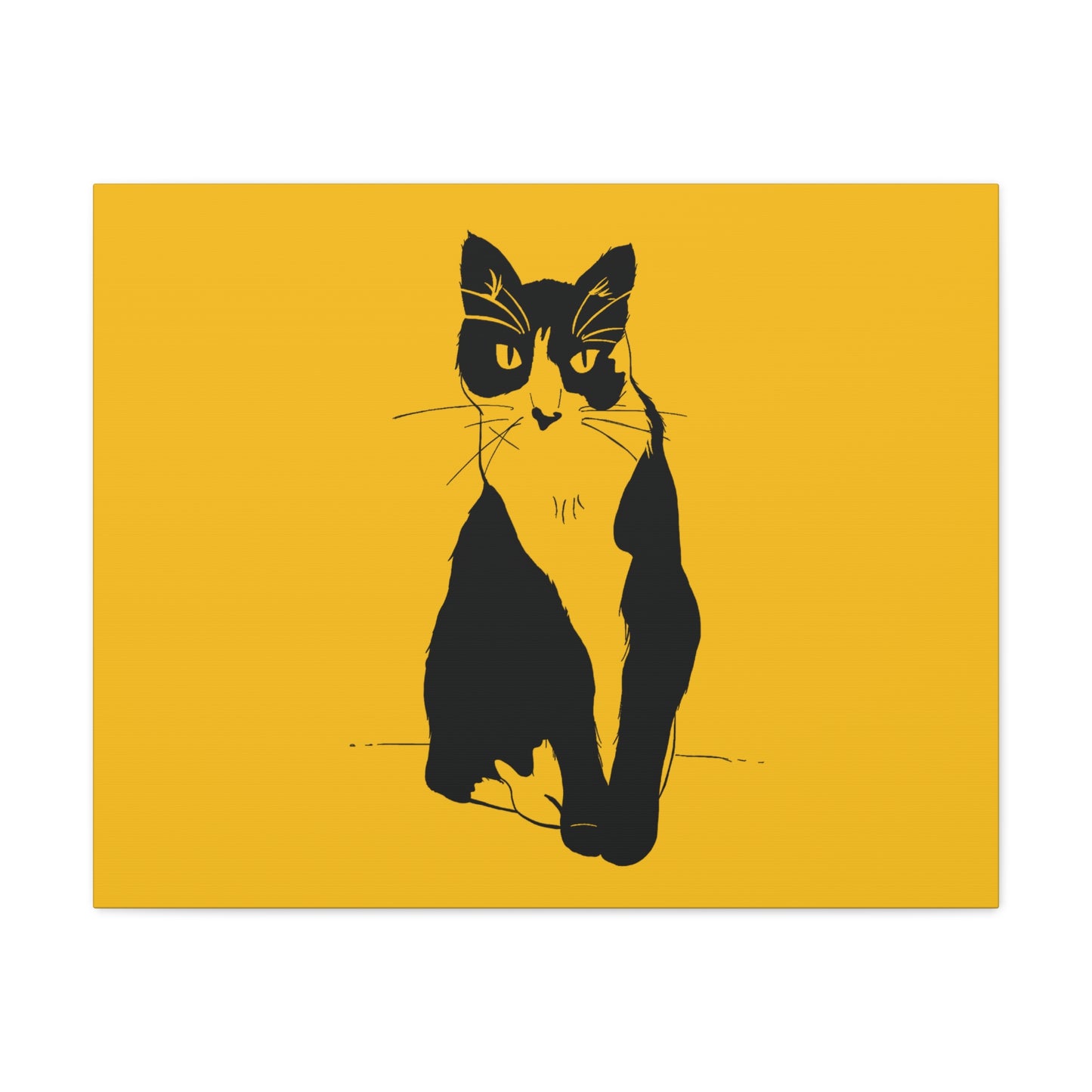 Cat Canvas Print on Yellow (Transparent Style Cat) - Cat Drawing Art