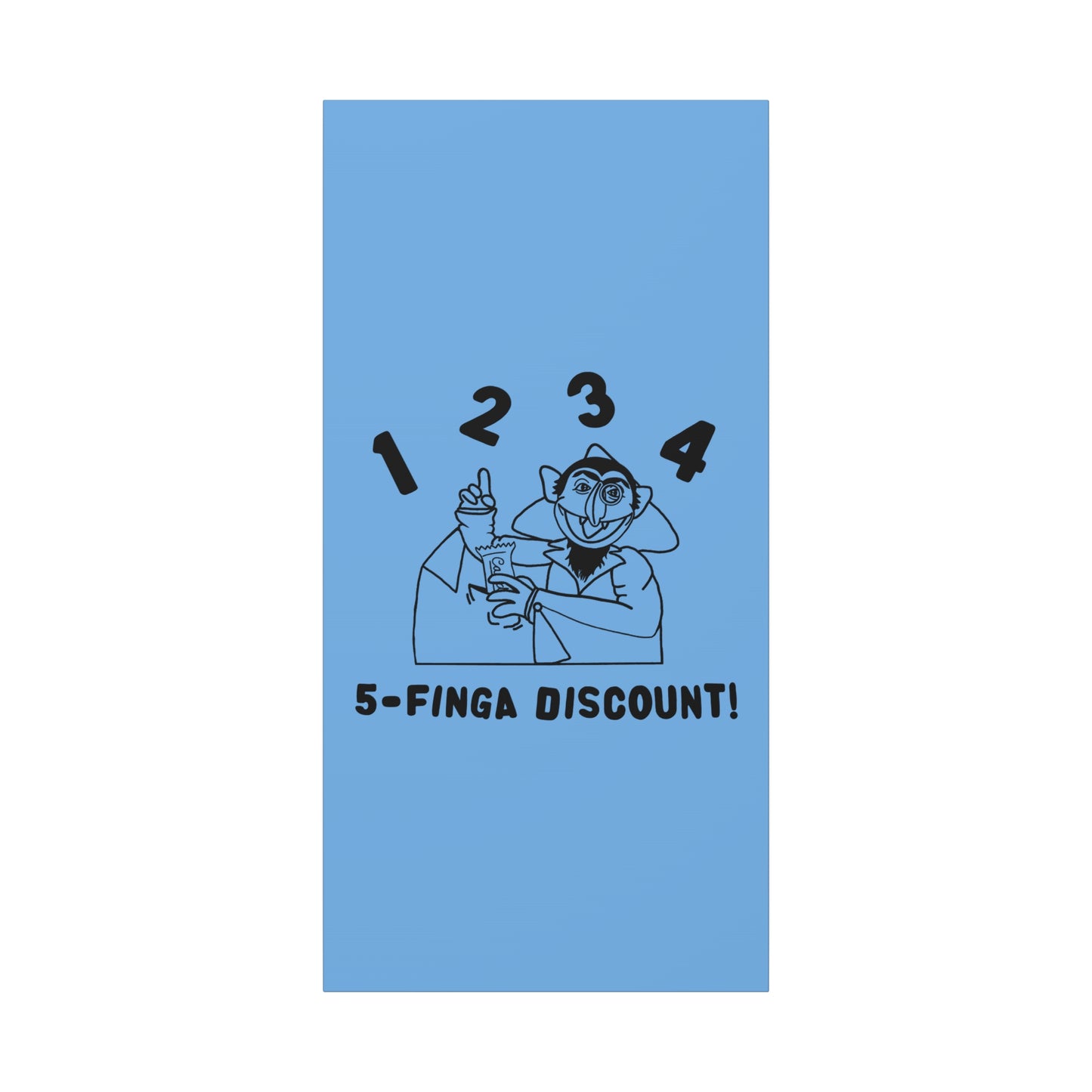 Five Finger Discount Outline Canvas Print Light Blue - Sesame Street The Count Parody Art Print