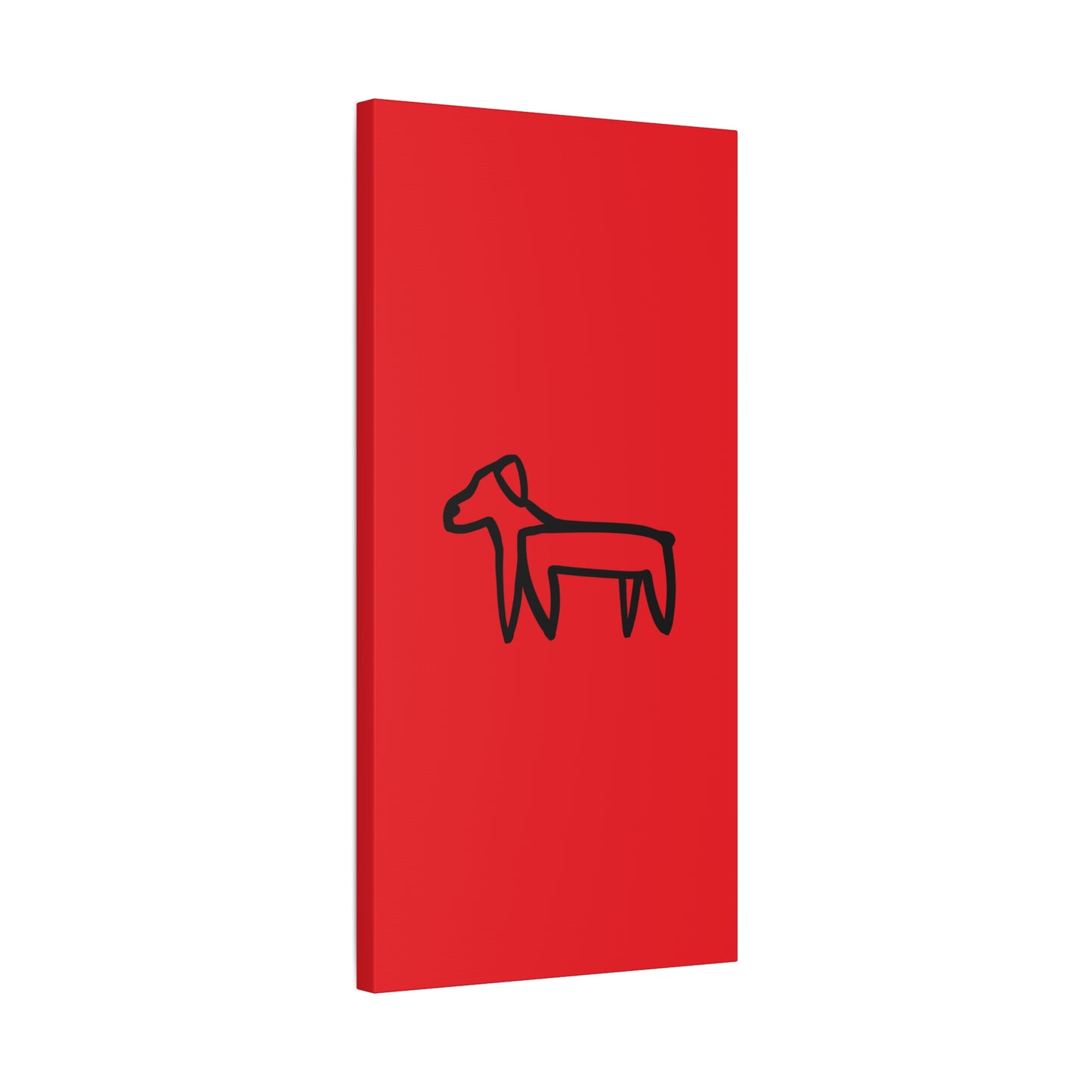 Dog Canvas Print on Red (Transparent Style Black Dog) - Dog Drawing Canvas