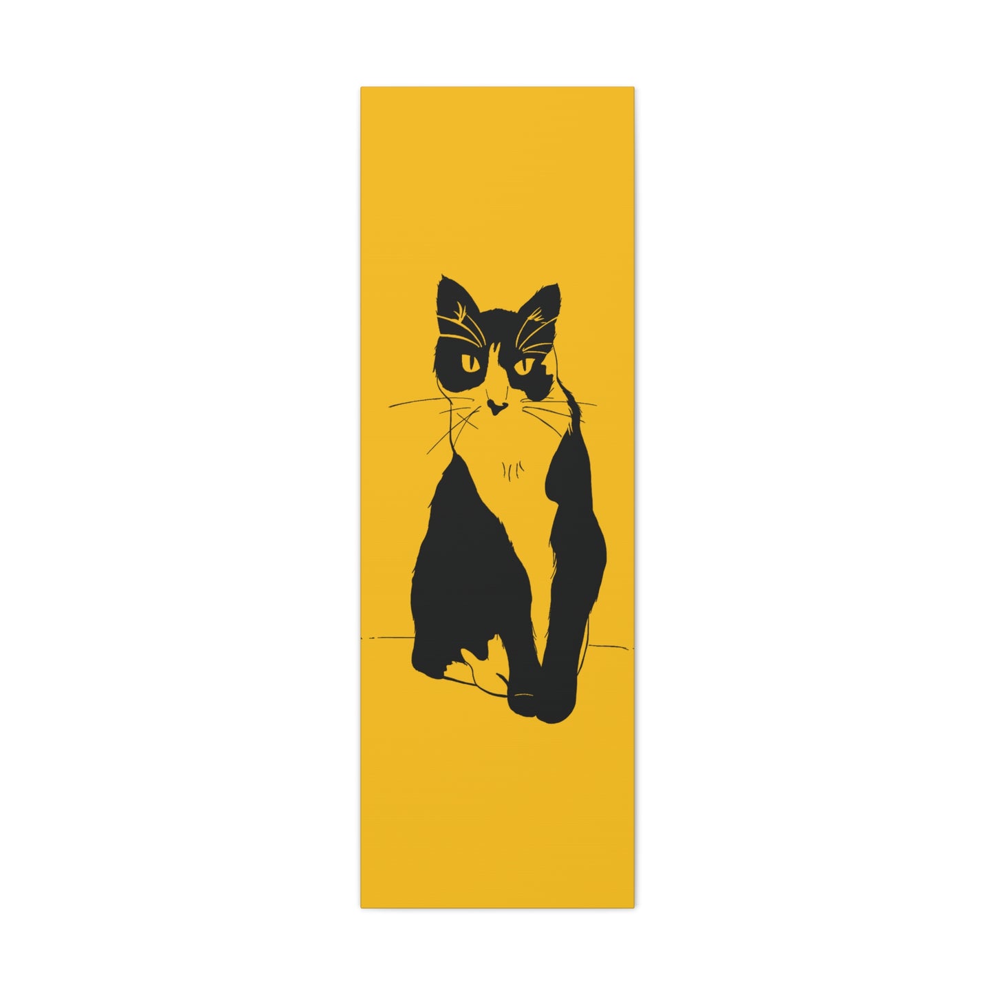 Cat Canvas Print on Yellow (Transparent Style Cat) - Cat Drawing Art