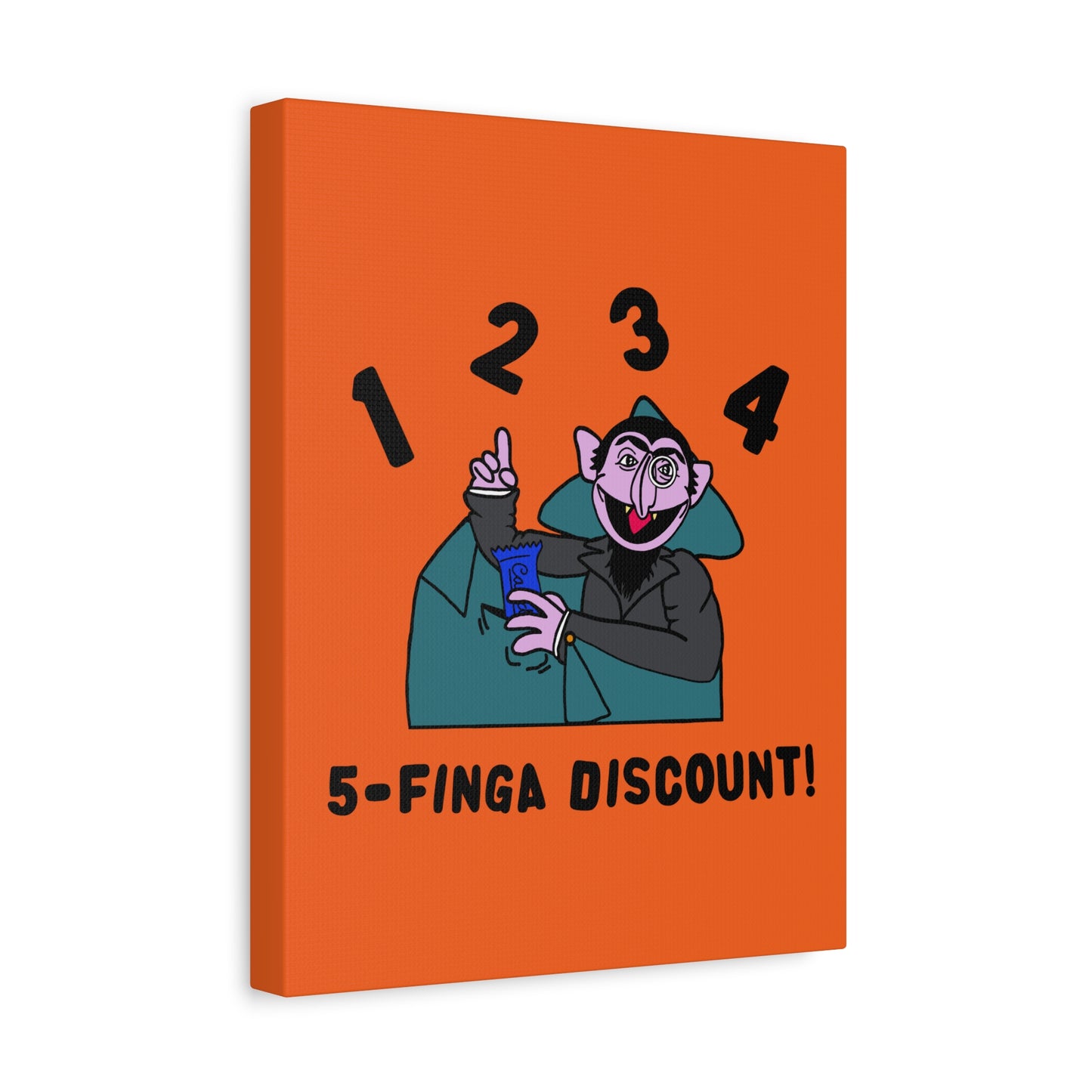 Five Finger Discount Canvas Print Orange - Sesame Street The Count Parody Art Print