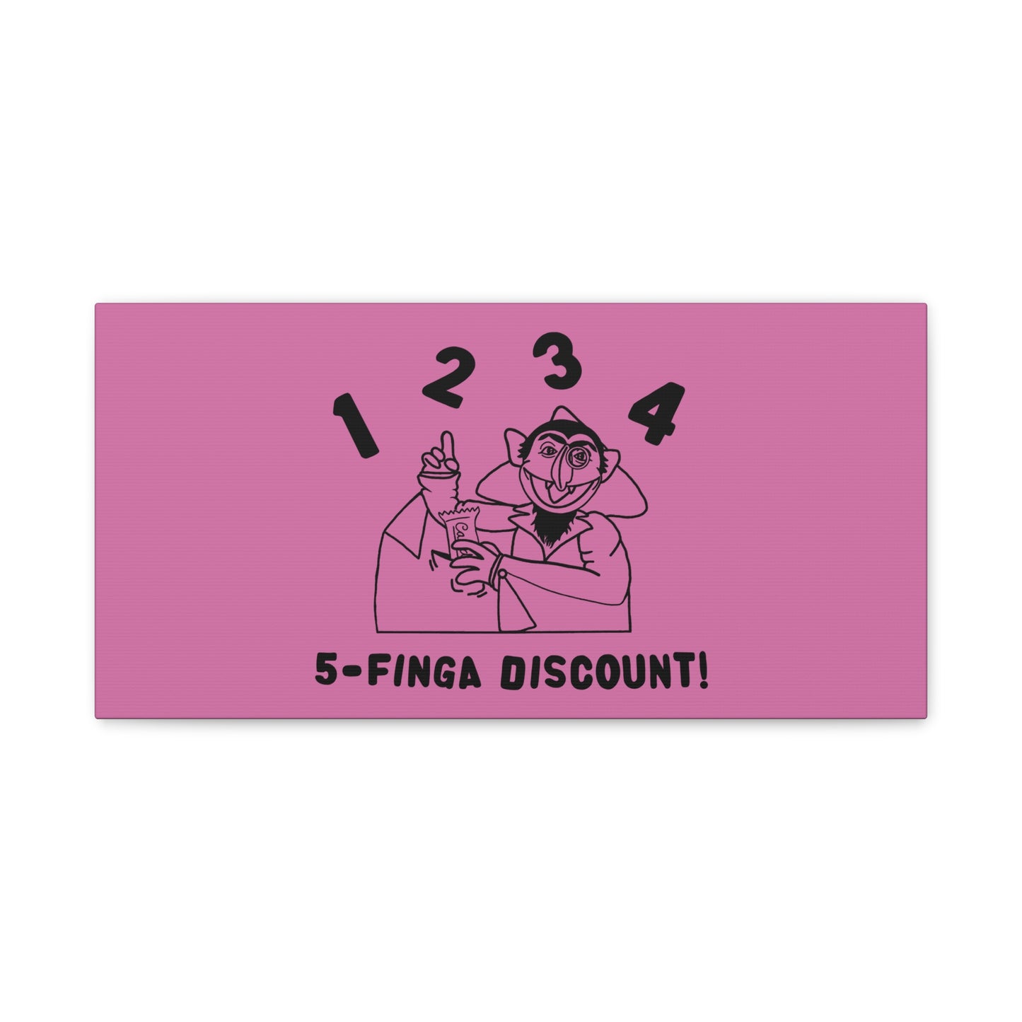 Five Finger Discount Outline Canvas Print Light Pink - Sesame Street The Count Parody Art Print