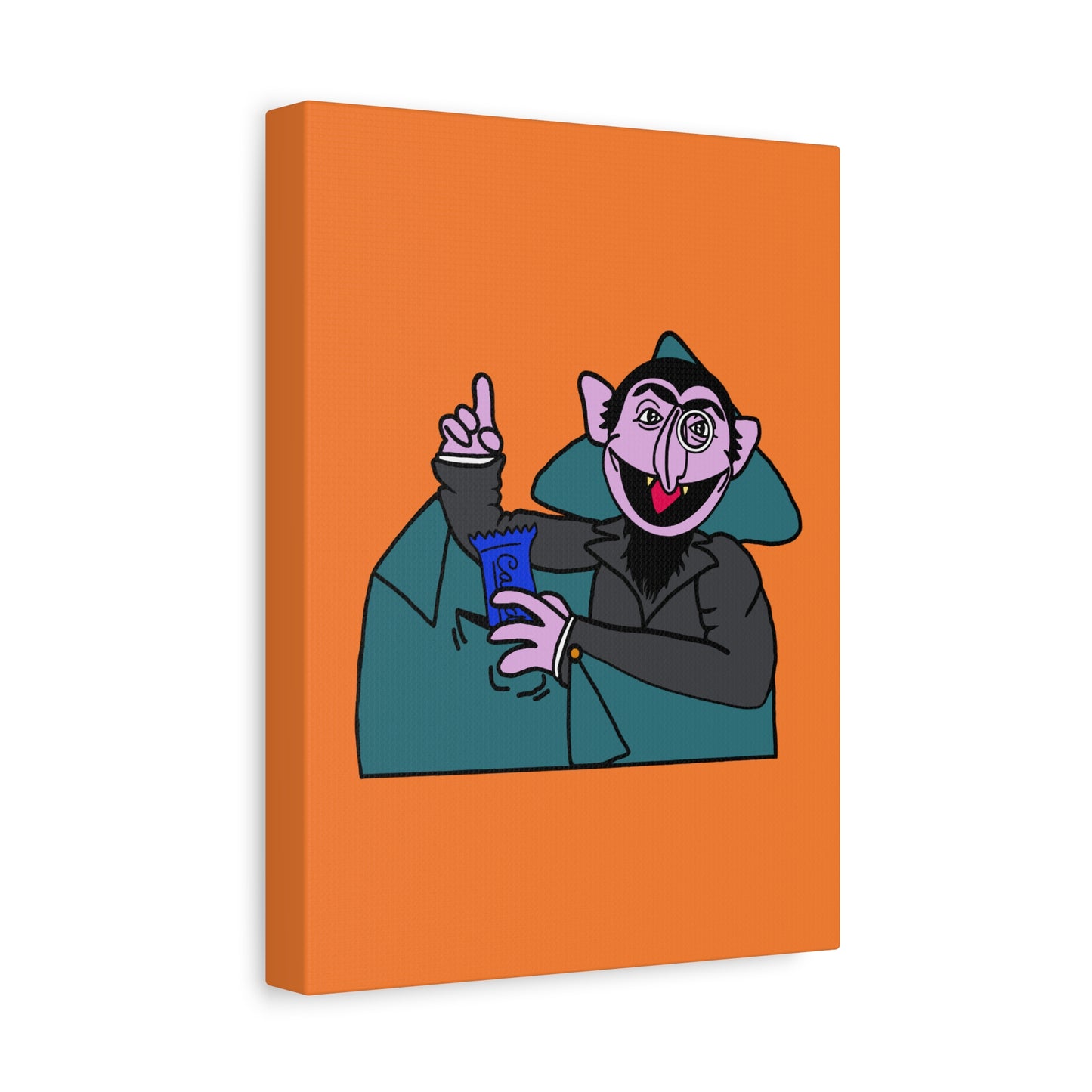 The Count Stealing Candy Canvas Print Orange - Sesame Street The Count Parody Art
