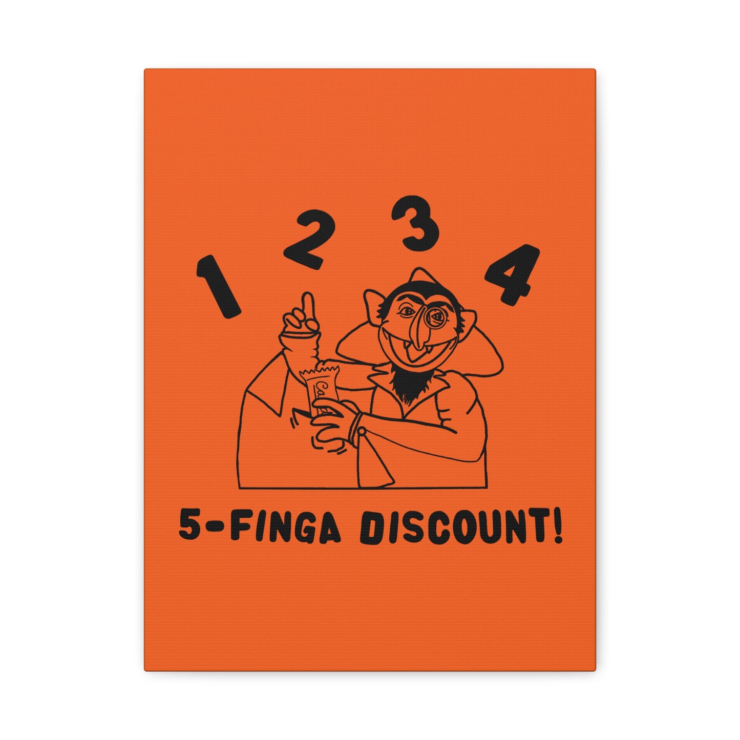 Five Finger Discount Outline Canvas Print Orange - Sesame Street The Count Parody Art Print