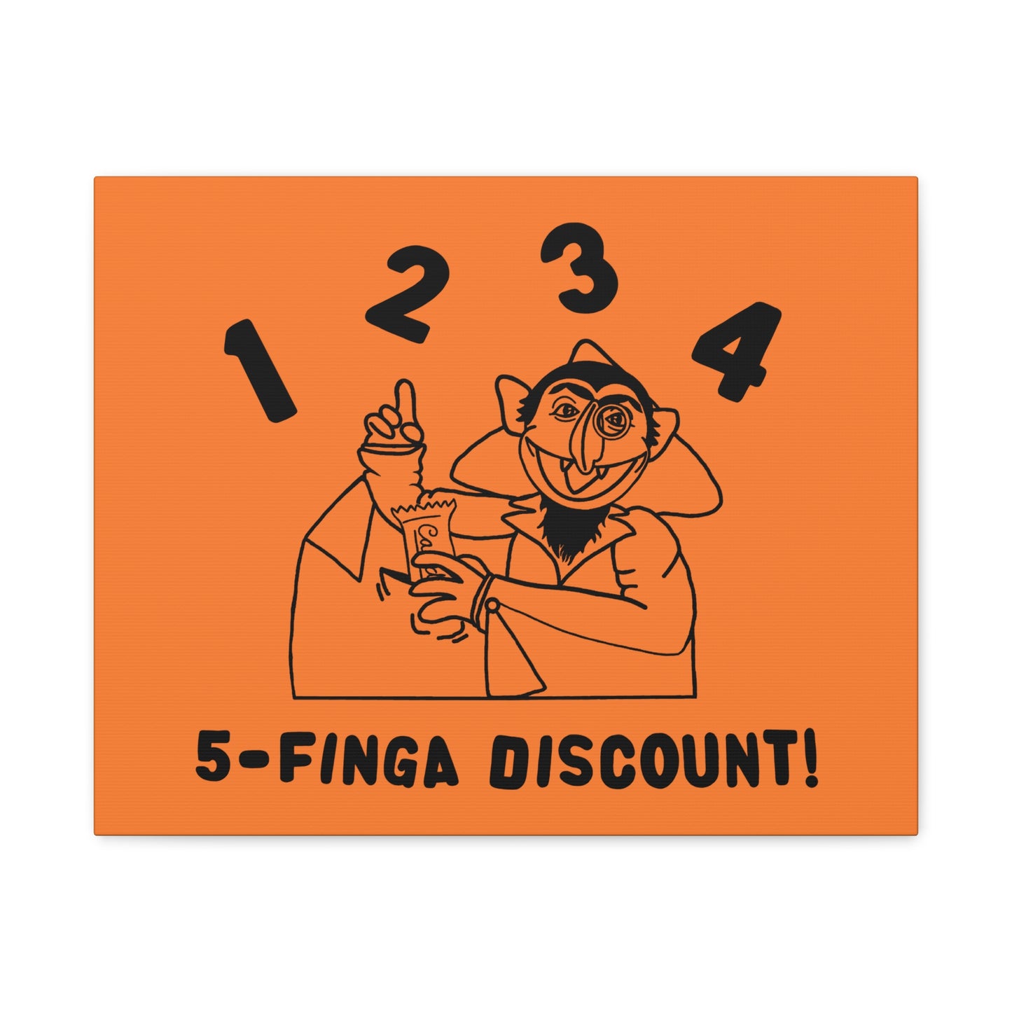 Five Finger Discount Outline Canvas Print Light Orange - Sesame Street The Count Parody Art Print