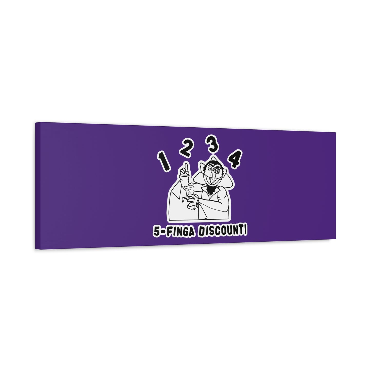 Five Finger Discount Outline Canvas Print Purple - Sesame Street The Count Parody Art Print