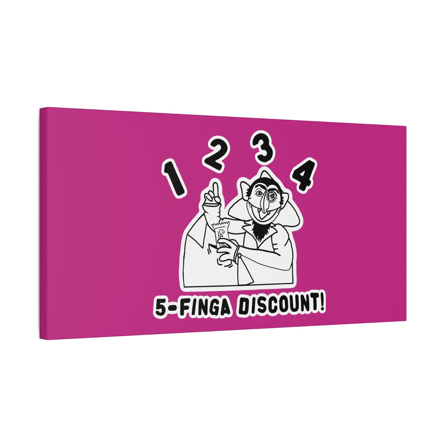Five Finger Discount Outline Canvas Print Pink - Sesame Street The Count Parody Art Print