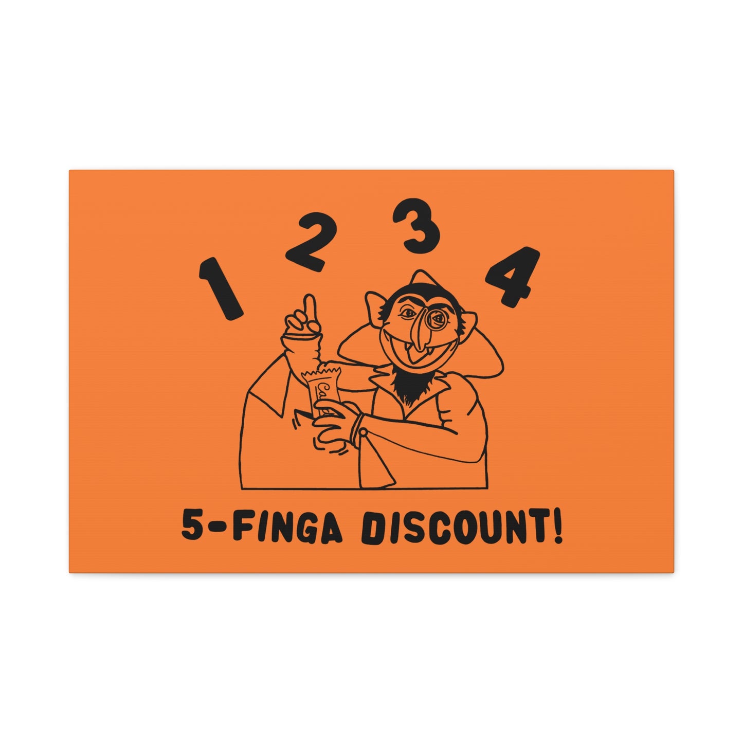 Five Finger Discount Outline Canvas Print Light Orange - Sesame Street The Count Parody Art Print