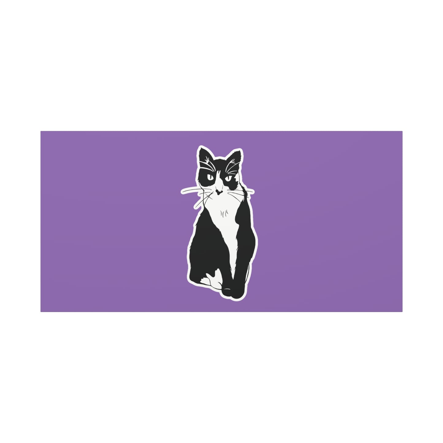 Cat Canvas on Light Purple (Sticker Style Cat) - Cat Drawing Art