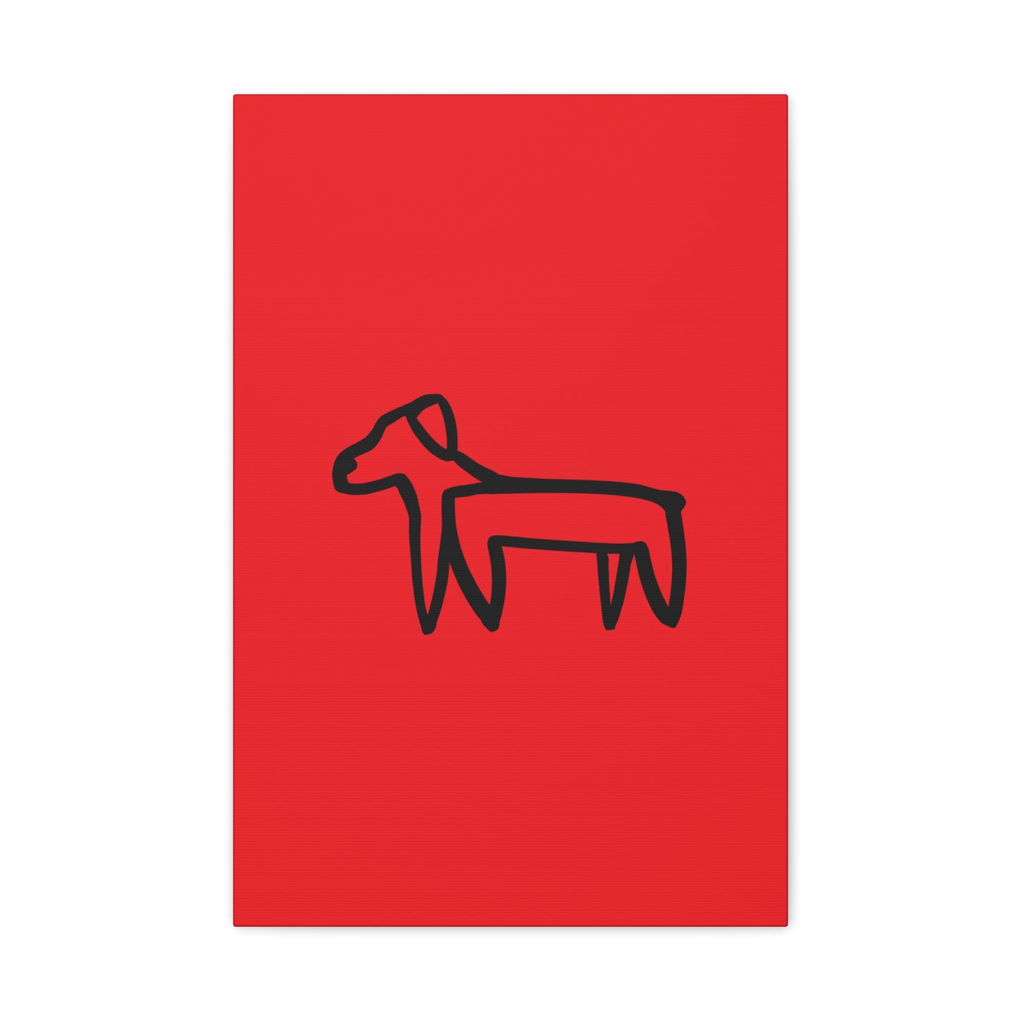 Dog Canvas Print on Red (Transparent Style Black Dog) - Dog Drawing Canvas