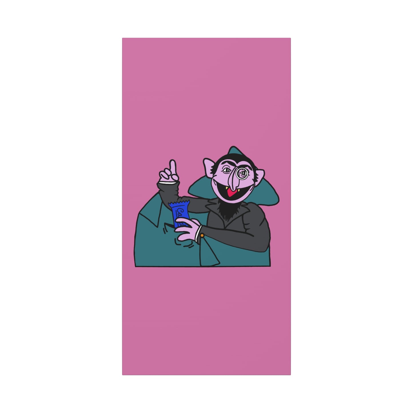The Count Stealing Candy Canvas Print Light Pink - Sesame Street The Count Parody Art