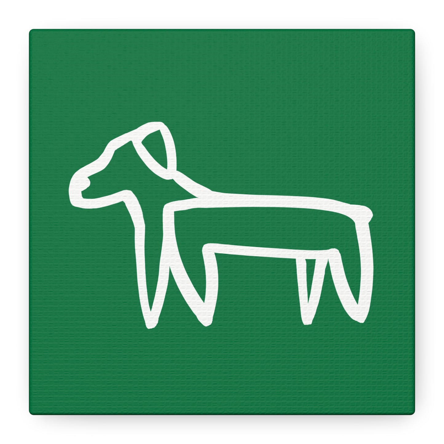 Dog Canvas Print on Green (Transparent Style White Dog) - Dog Art Print