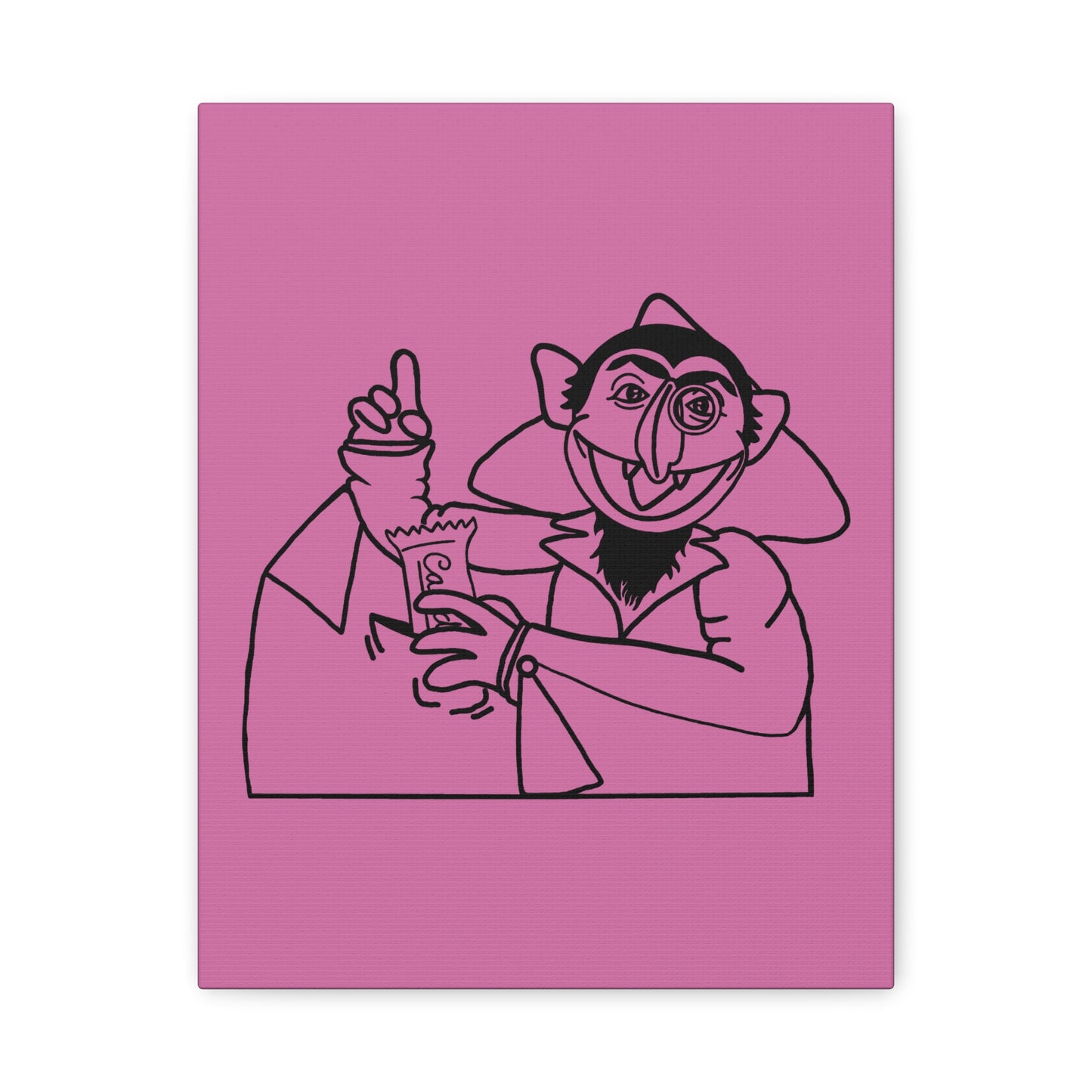 The Count Stealing Candy Outline Canvas Print Light Pink - Sesame Street The Count Parody Art