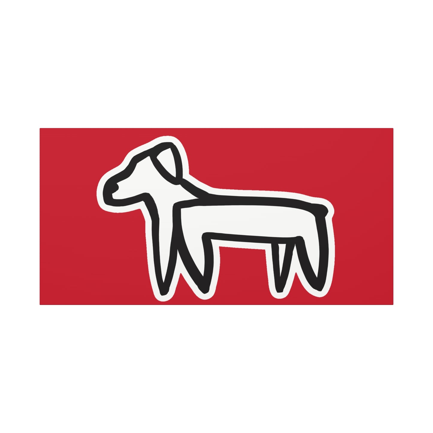 Dog Canvas Print on Red (Sticker Style White Dog) - Dog Art Print
