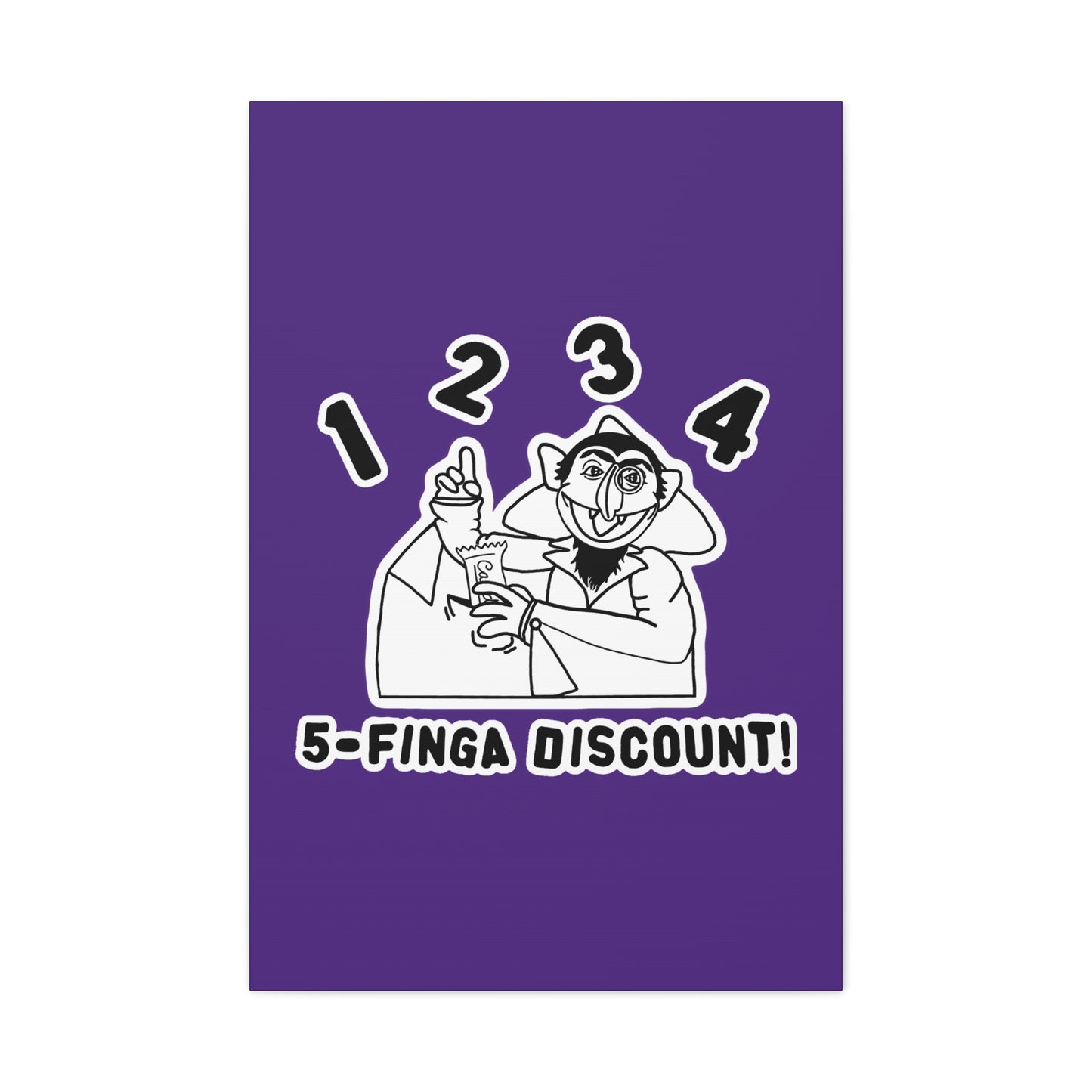 Five Finger Discount Outline Canvas Print Purple - Sesame Street The Count Parody Art Print