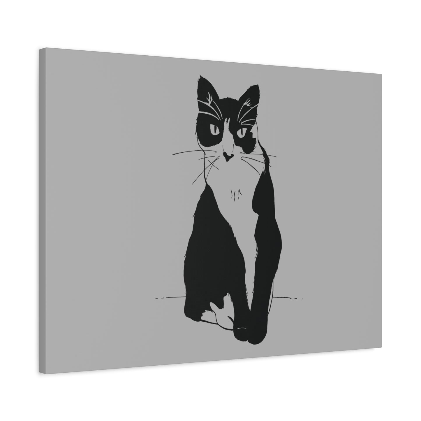Cat Canvas Print on Grey (Transparent Style Cat) - Cat Drawing Art