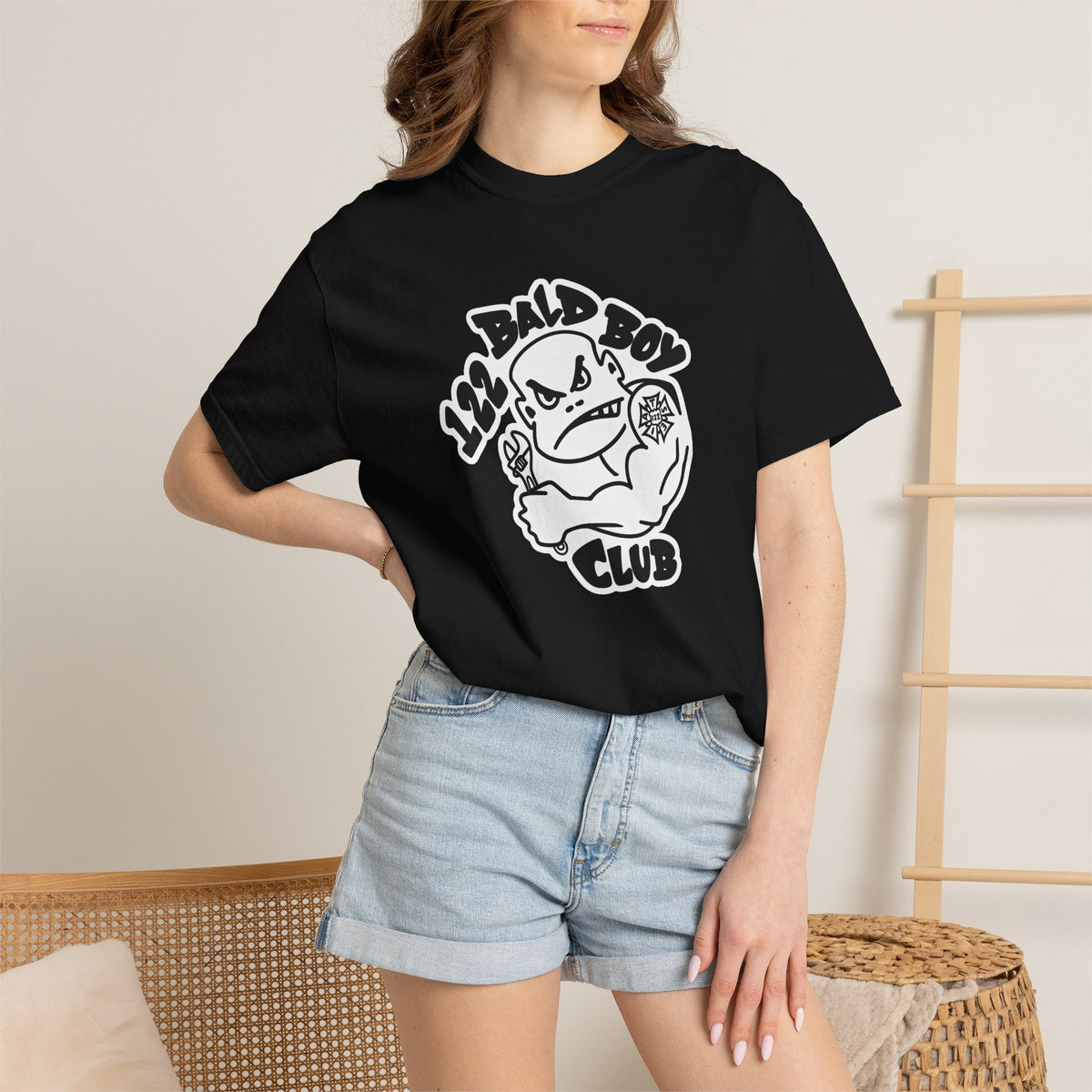 IATSE 122 Bald Boy Club T-Shirt Front Design - San Diego IATSE Local 122 Bald Boy Club Shirt - Bad Boy Club Parody Tee