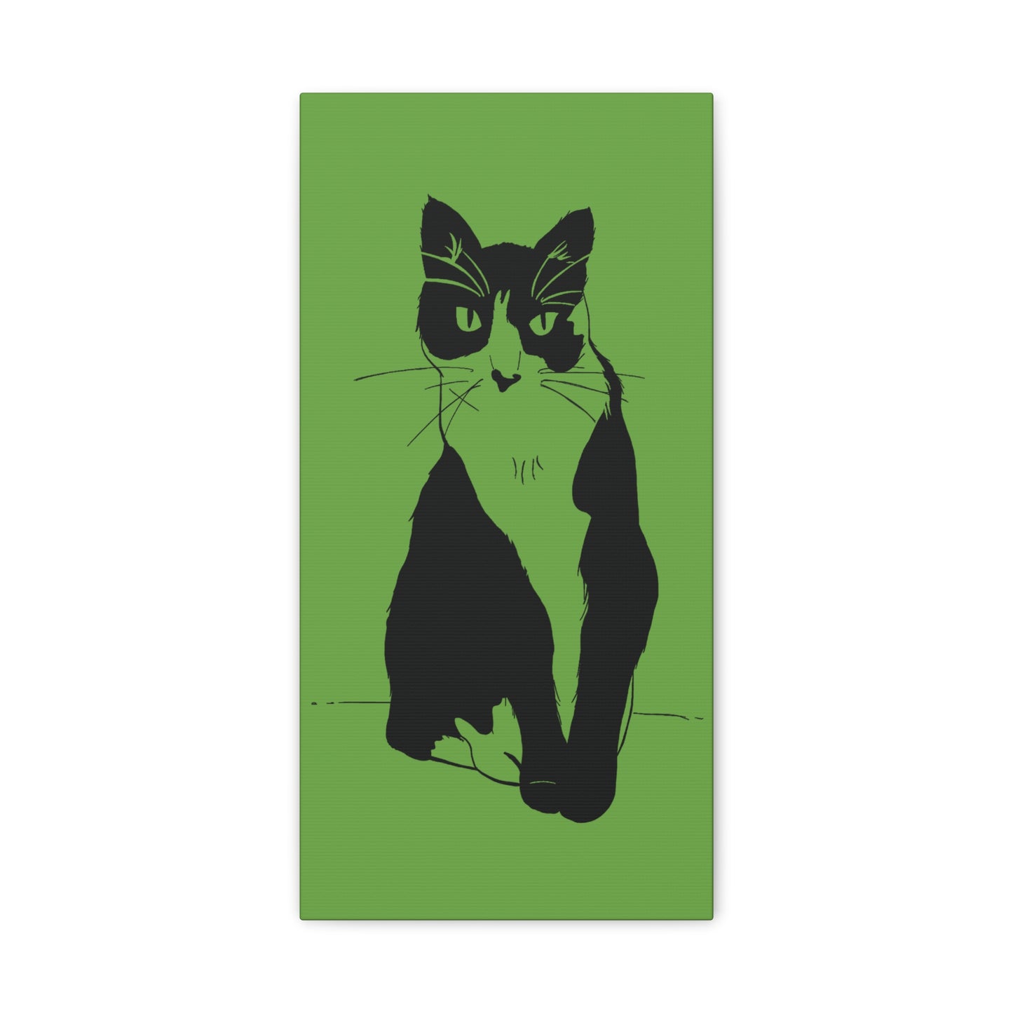 Cat Canvas Print on Green (Transparent Style Cat) - Cat Drawing Art