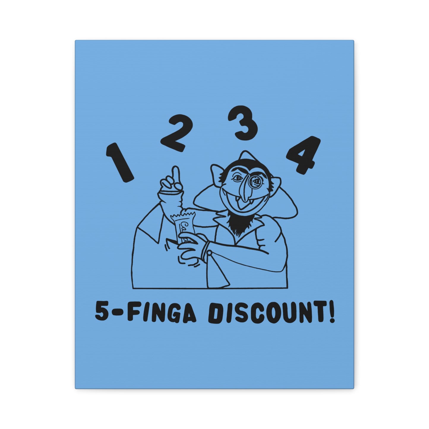 Five Finger Discount Outline Canvas Print Light Blue - Sesame Street The Count Parody Art Print