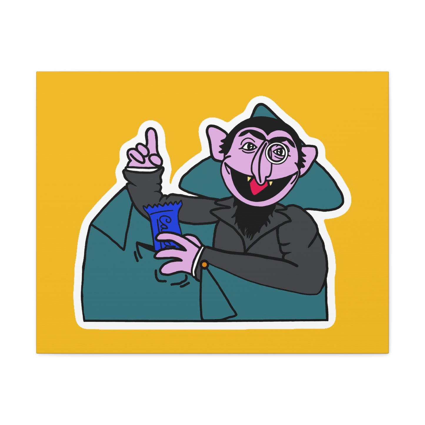 The Count Stealing Candy Canvas Print Yellow - Sesame Street The Count Parody Art