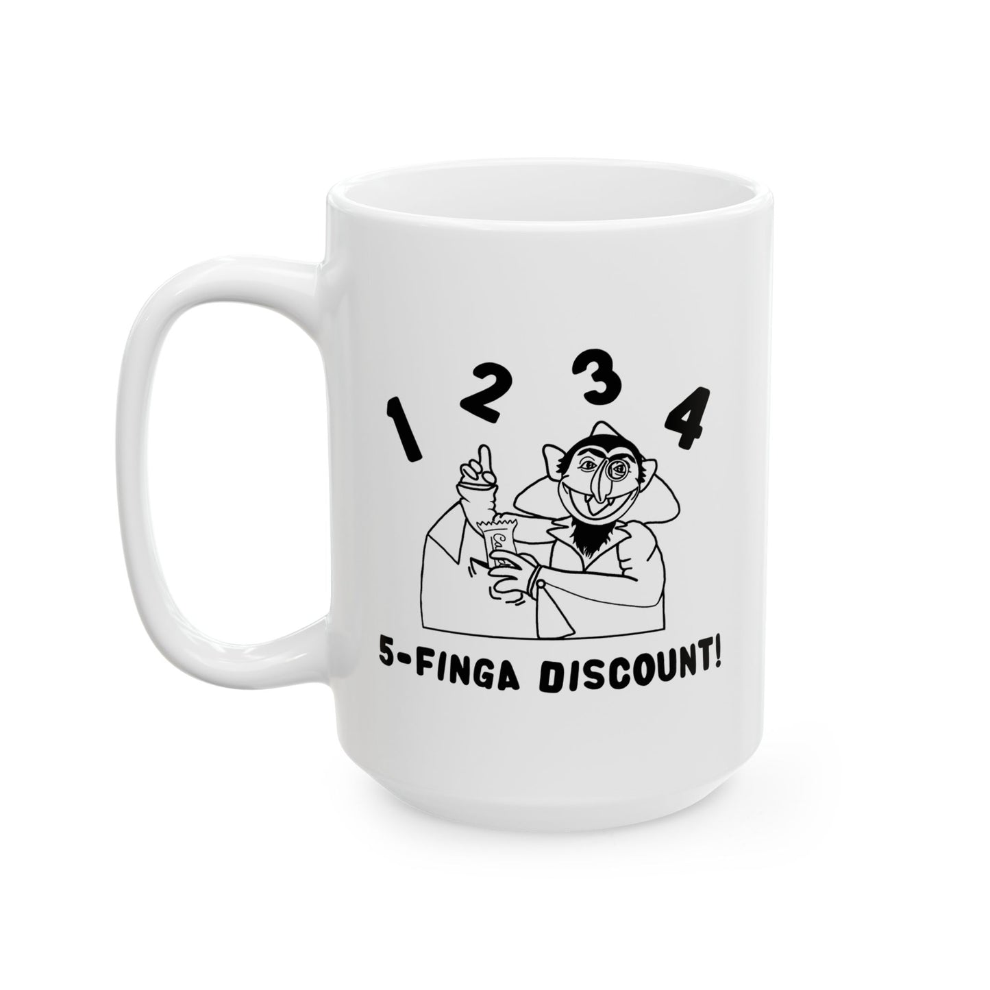 Five Finger Discount Outline Mug - Sesame Street The Count Parody Coffee Mug