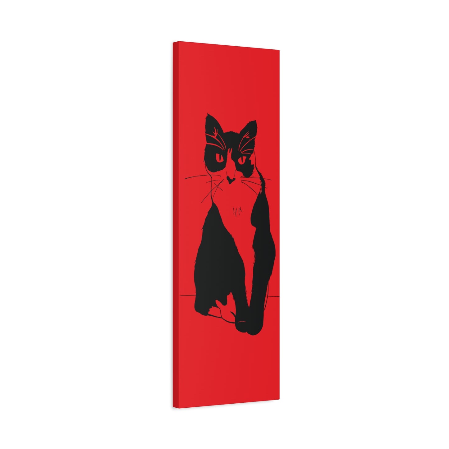 Cat Canvas Print on Red (Transparent Style Cat) - Cat Drawing Art