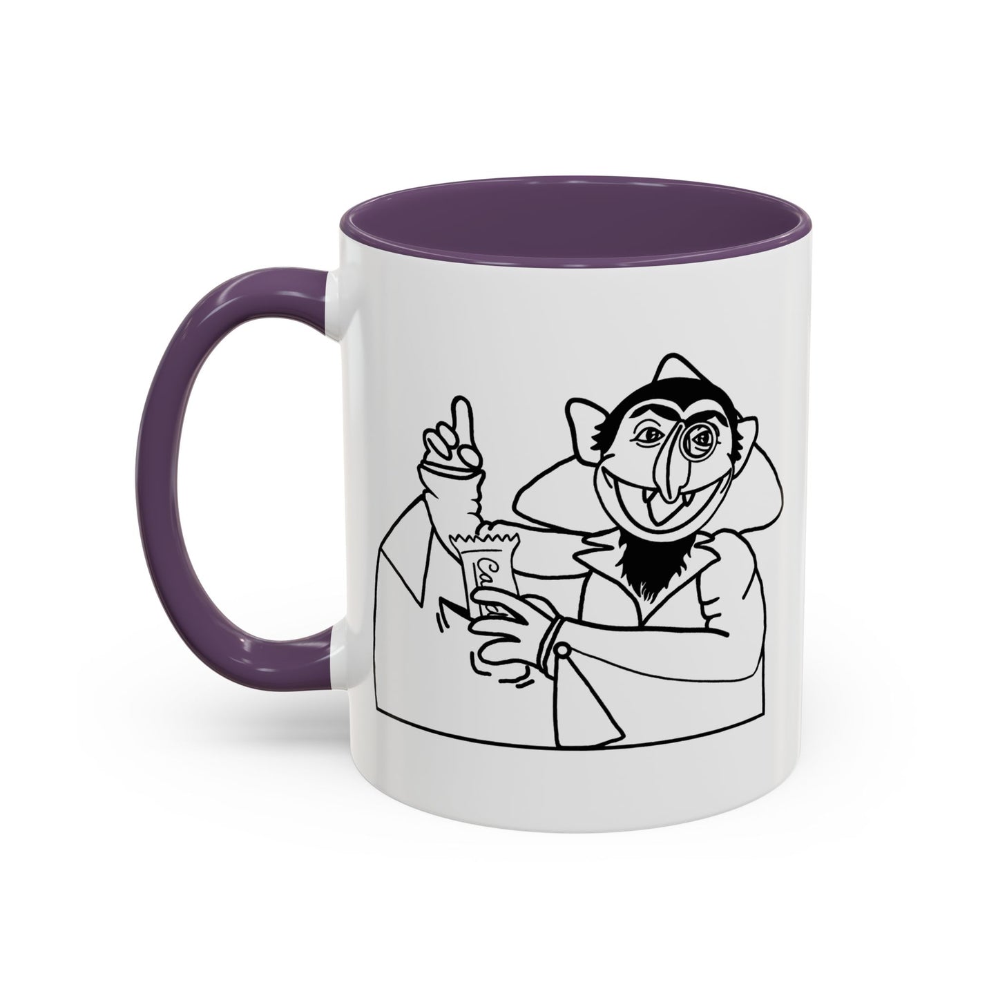 The Count Stealing Candy Outline Accent Mug - Sesame Street The Count Parody Coffee Mug