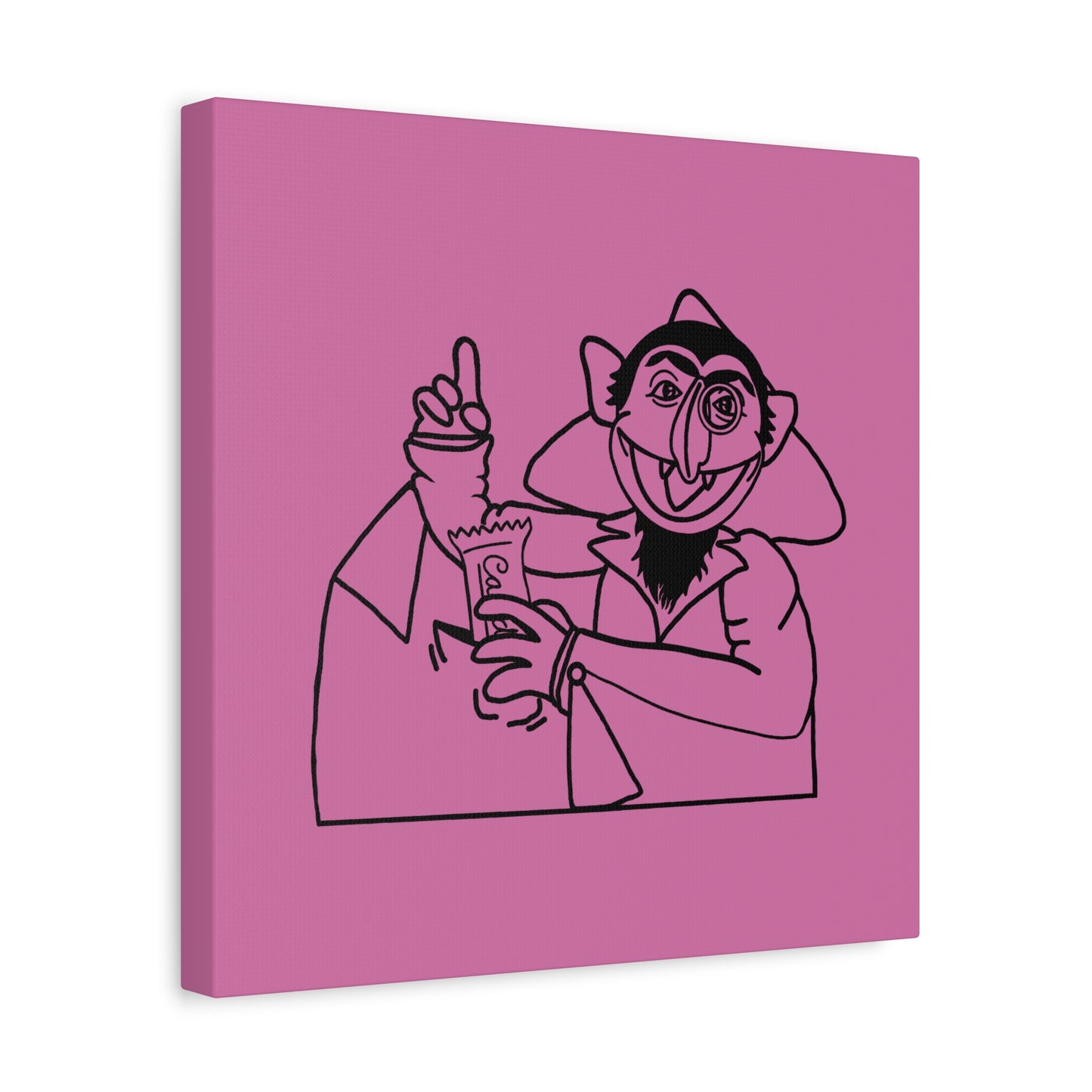 The Count Stealing Candy Outline Canvas Print Light Pink - Sesame Street The Count Parody Art